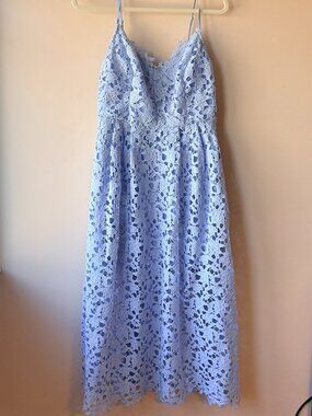 ASTR The Label Light Blue Floral Dress Lace A-Line Midi Size XL